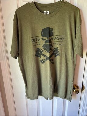 Diesel Olive Green Graphic Skull Tee - Men